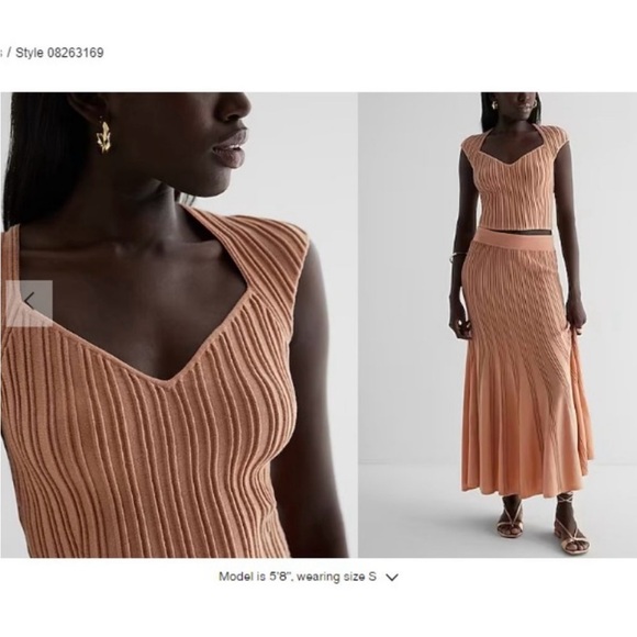 Express Ribbed Knit Crop Top and Skirt Set TOP XSMALL - SKIRT MEDIUM - Picture 2 of 4